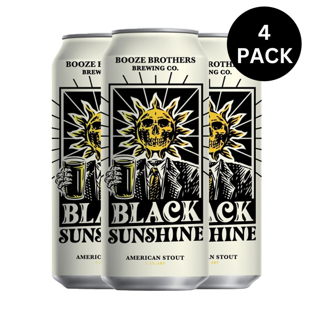 Booze Brothers Black Sunshine, paquete de 4 latas de 16 oz