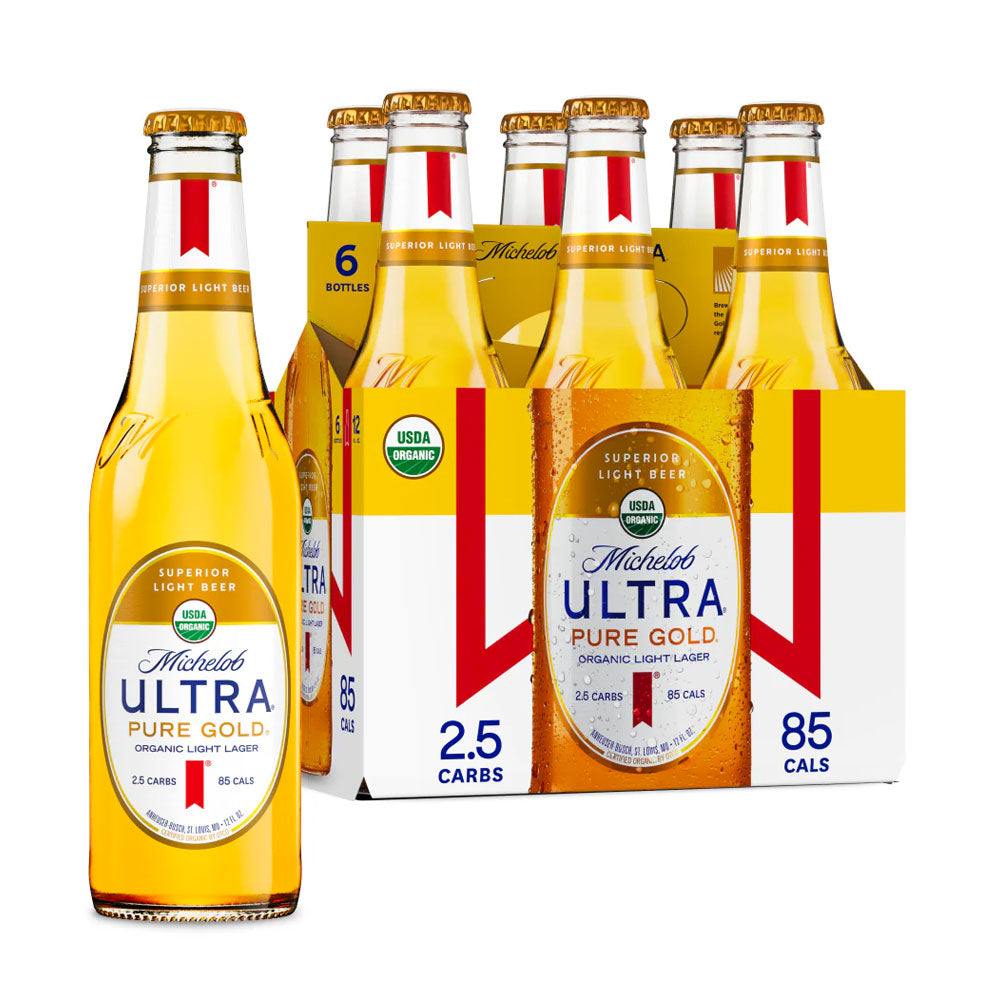 Michelob Ultra Pure Gold Organic Light, paquete de 6 botellas de 12 oz