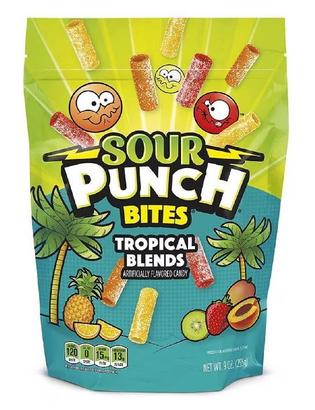 Sour Punch Bites Tropical Blends Chewy Candy Tropical 9 oz image 0