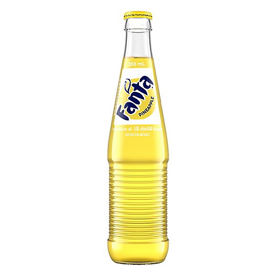 Fanta Soda Mexico Pineapple Fruit Flavored Glass Bottle 12oz image 0