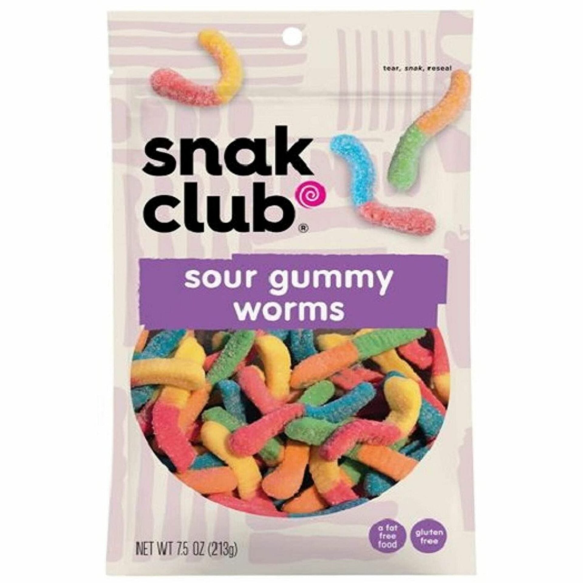 Snak Club Sour Gummy Worms 7.5 oz image 0