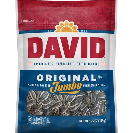 DAVID Roasted and Salted Original Jumbo Sunflower Seeds 5.25 oz image 0