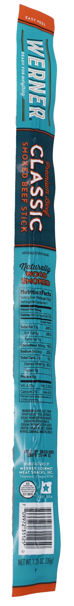 Werners Classic Smoked Beef Stick 1.35 oz image 0