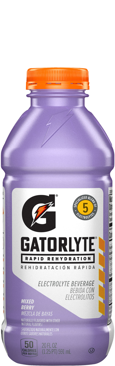 Gatorlyte Electrolyte Beverage, Rapid Hydration, Mixed Berry 20oz image 0