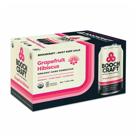 Boochcraft Grapefruit Hibiscus Hard Kombucha 6pk - 12oz Cans