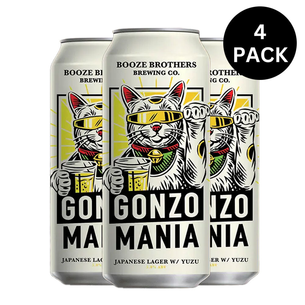 Booze Brothers Gonzo Mania Japanese Lager 4pk - 16oz Cans