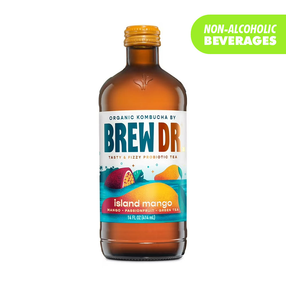 Brew Dr. Island Mango Kombucha - Single Bottle 14oz