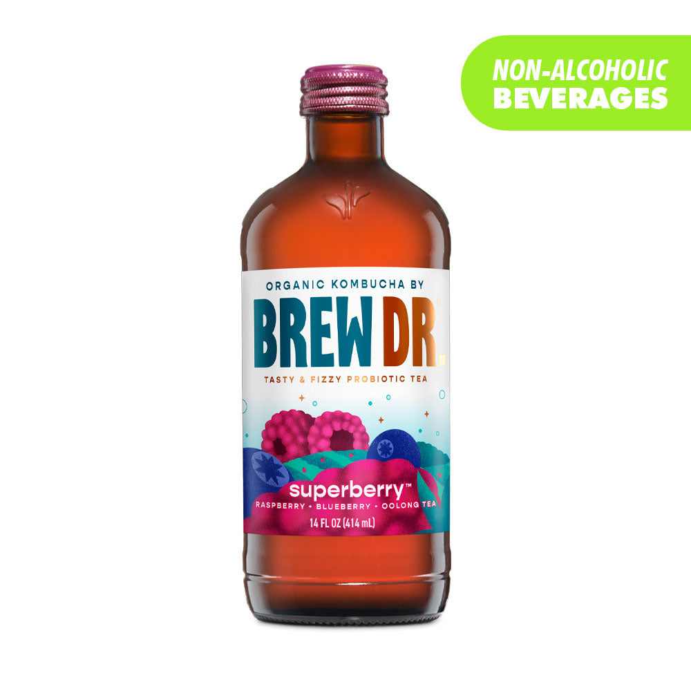 Brew Dr. Superberry Oolong Tea with Raspberry and Blueberry Single Bottle 14oz