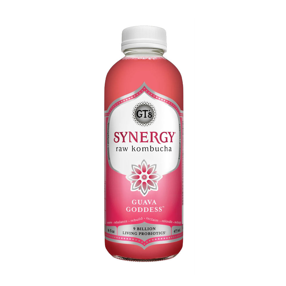 GT's Synergy Guava Goddess Organic Vegan Kombucha Single Bottle 16oz