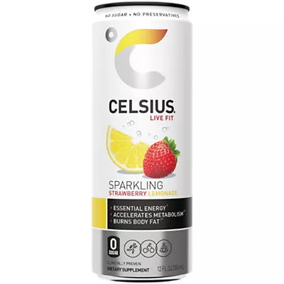 Celsius Sparkling Energy Drink Strawberry Lemonade 12oz image 0