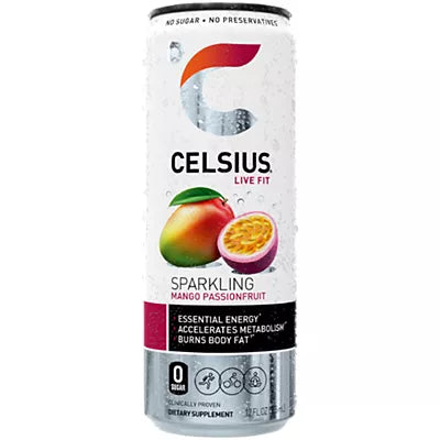 Celsius Sparkling Energy Drink Mango Passionfruit 12oz image 0